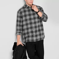 mutual weave Big and Tall Mens Easy-on + Easy-off Adaptive Regular Fit Long Sleeve Flannel Shirt