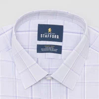 Stafford Mens Regular Fit Easy-on + Easy-off Sensory Friendly Adaptive Stretch Fabric Wrinkle Free Short Sleeve Dress Shirt