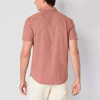 mutual weave Mens Regular Fit Short Sleeve Button-Down Shirt