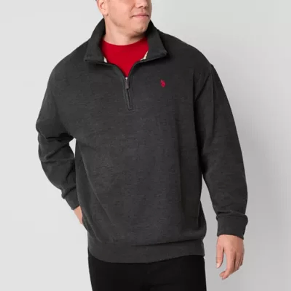 U.S. Polo Assn. Big and Tall Mens Mock Neck Long Sleeve Quarter-Zip Pullover