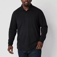 Shaquille O'Neal XLG Big and Tall Mens Regular Fit Long Sleeve Polo Shirt