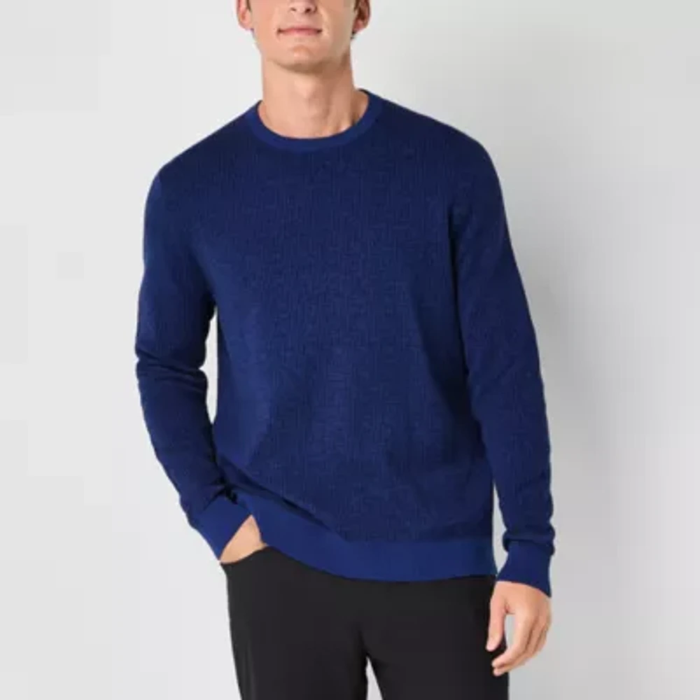 Stylus Mens Crew Neck Long Sleeve Pullover Sweater