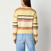 a.n.a Womens Crew Neck Long Sleeve Striped Pullover Sweater