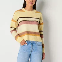 a.n.a Womens Crew Neck Long Sleeve Striped Pullover Sweater