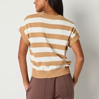 Stylus Womens Crew Neck Short Sleeve Pullover Sweater