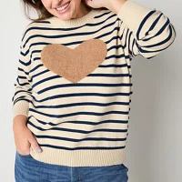 St. John's Bay Plus Womens Crew Neck Long Sleeve Striped Pullover Sweater