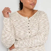 a.n.a Plus Womens Long Sleeve Henley Shirt