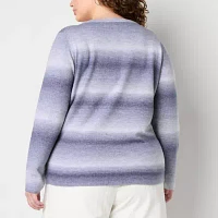 Worthington Plus Womens Crew Neck Long Sleeve Pullover Sweater