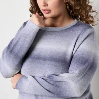 Worthington Plus Womens Crew Neck Long Sleeve Pullover Sweater