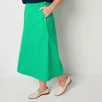 Liz Claiborne Womens Mid Rise Midi A-Line Skirt-Plus