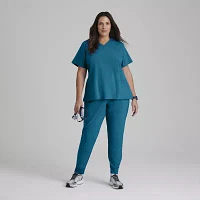 Barco One 5106 Pulse 5-Pocket Womens Plus Tall V Neck Tag Free Stretch Fabric Moisture Wicking Short Sleeve Scrub Top