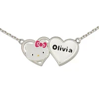 Hello Kitty® Personalized Girls Sterling Silver and Enamel Two Heart Necklace