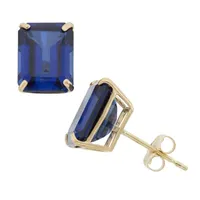 Lab Created Sapphire 10K Gold 9mm Stud Earrings