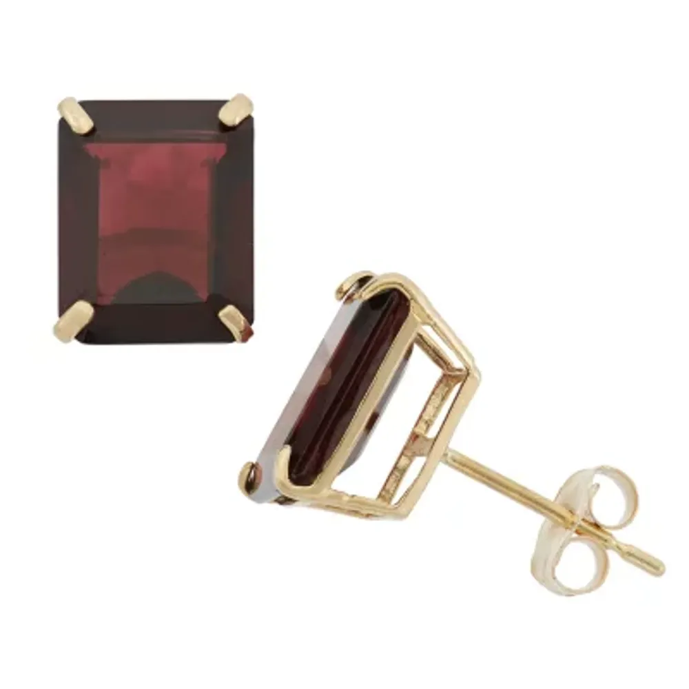 Genuine Red Garnet 10K Gold 9mm Stud Earrings