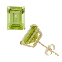 Genuine Green Peridot 10K Gold 9mm Stud Earrings