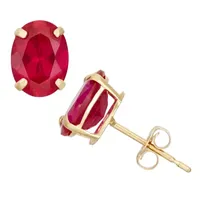 Lab Created Red Ruby 10K Gold 8mm Stud Earrings