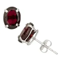 Genuine Red Garnet 10K Gold 8mm Oval Stud Earrings