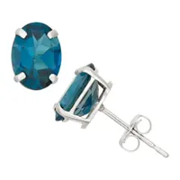 Genuine Blue Topaz 10K Gold 8mm Stud Earrings