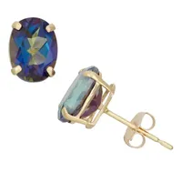 Genuine Mystic Fire Topaz 10K Gold 8mm Stud Earrings