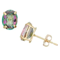 Genuine Mystic Fire Topaz 10K Gold 8mm Stud Earrings