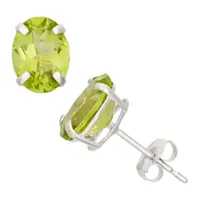 Genuine Green Peridot 10K Gold 8mm Oval Stud Earrings