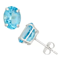 Genuine Blue Topaz 10K Gold 8mm Stud Earrings