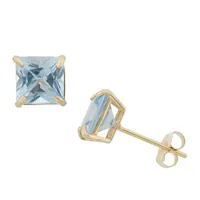 Lab Created Blue Aquamarine 10K Gold 6mm Stud Earrings