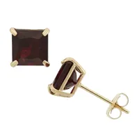 Genuine Red Garnet 10K Gold 6mm Stud Earrings