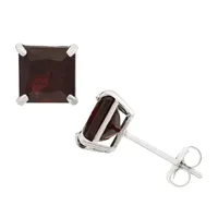 Genuine Red Garnet 10K Gold 6mm Stud Earrings