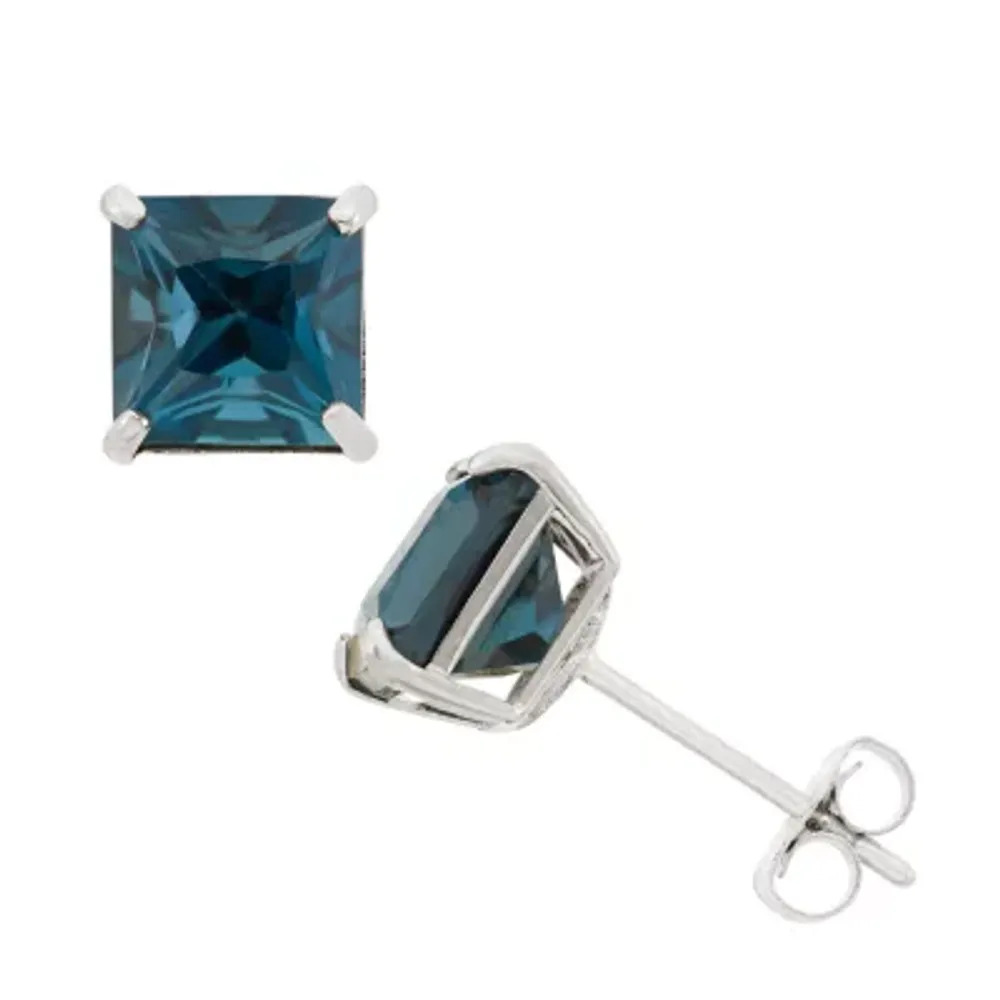 Genuine Blue Topaz 10K Gold 6mm Stud Earrings