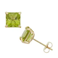 Genuine Green Peridot 10K Gold 6mm Stud Earrings