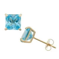 Genuine Blue Topaz 10K Gold 6mm Stud Earrings