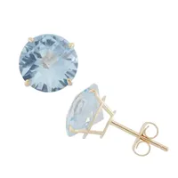 Lab Created Blue Aquamarine 10K Gold 8mm Stud Earrings