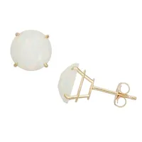 Lab Created White Opal 10K Gold 8mm Stud Earrings