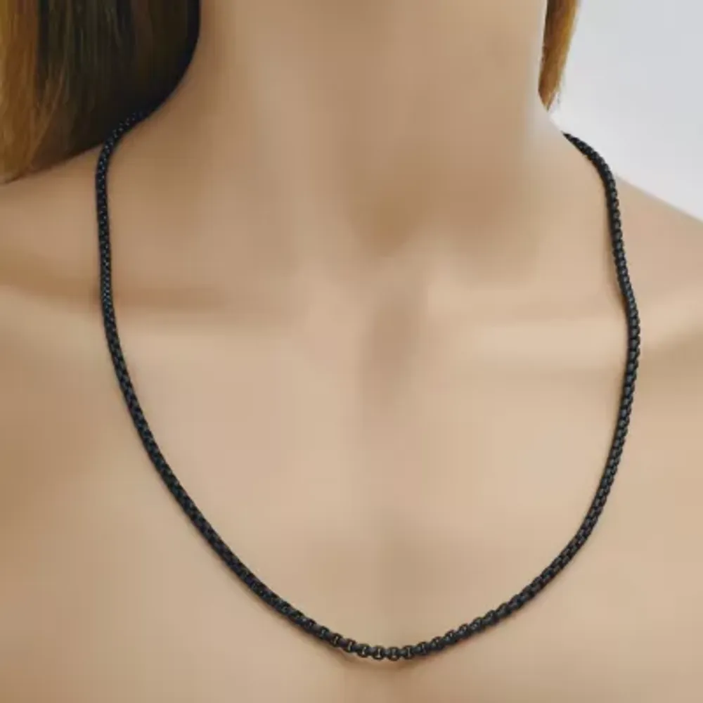 Stainless Steel 24 Inch Solid Link Chain Necklace