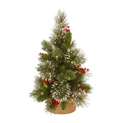 National Tree Co. Wintry Pine 1 1/2 Feet Pre-Lit Flocked Pine Christmas Tree