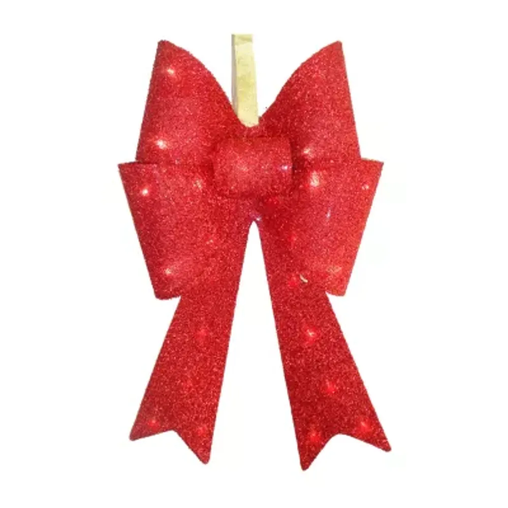 National Tree Co. Red Tinsel Bow Christmas Yard Art