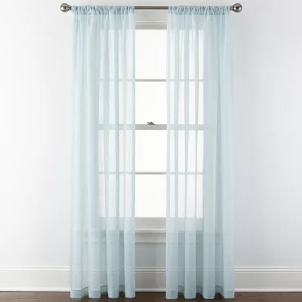 Home Expressions Crushed Voile Sheer Rod Pocket Single Curtain Panel