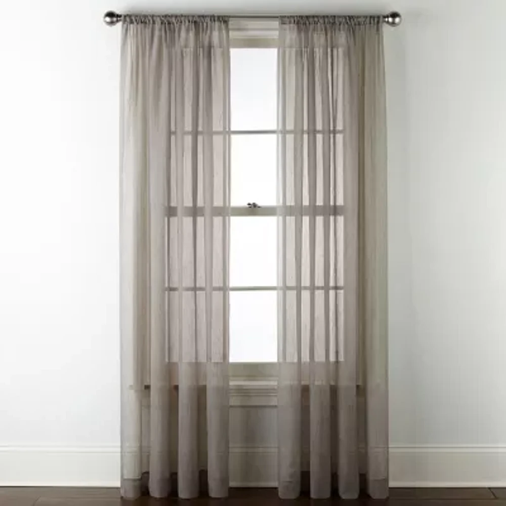 Home Expressions Crushed Voile Rod Pocket Sheer Single Curtain Panels