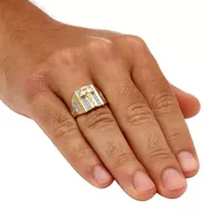 Mens 1/ CT. T.W. Natural White Diamond 18K Gold Over Silver Fashion Ring