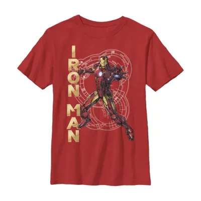 Little & Big Boys Crew Neck Short Sleeve Iron Man Marvel Graphic T-Shirt