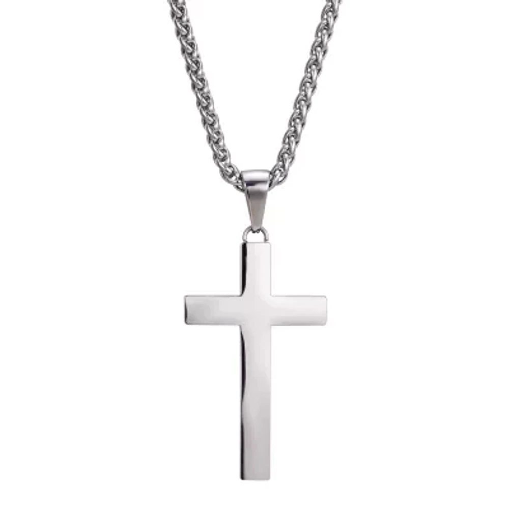 J.P. Army Men's Jewelry Stainless Steel 24 Inch Link Cross Pendant Necklace
