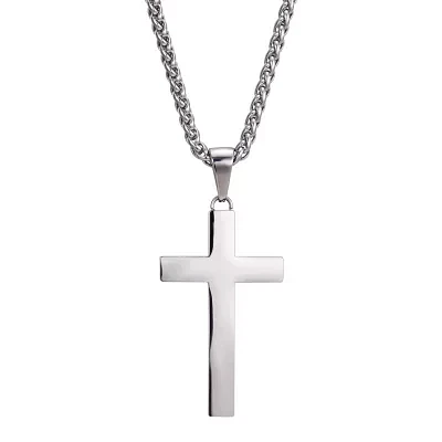 J.P. Army Men's Jewelry Stainless Steel 24 Inch Link Cross Pendant Necklace