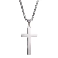 J.P. Army Men's Jewelry Stainless Steel 24 Inch Link Cross Pendant Necklace