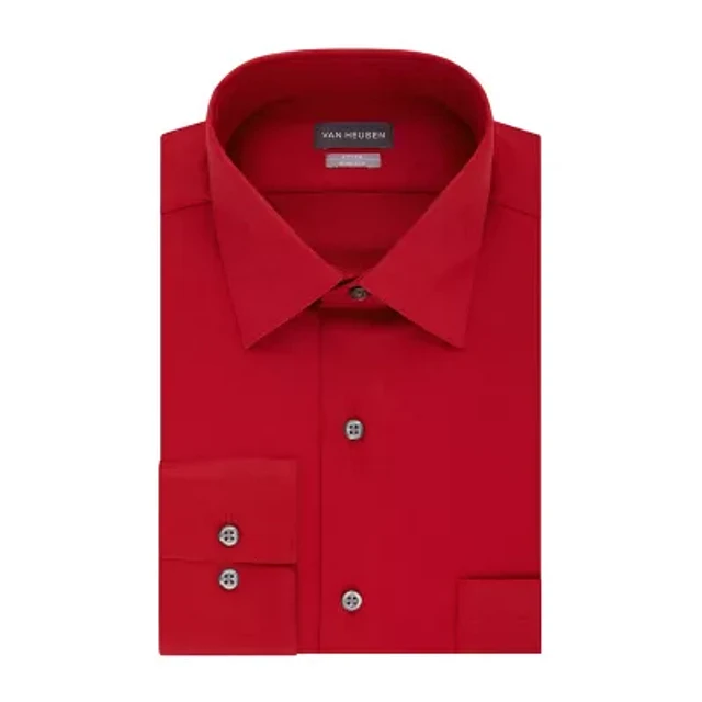 jcpenney mens red dress shirts Stafford Mens Travel Easy-Care Broadcloth Stretch Regular Fit Dress Shirt,  Color: Blooming Blue