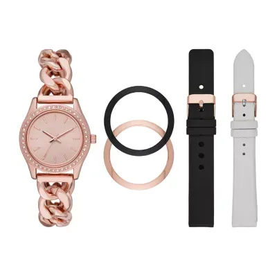 Mixit Womens Crystal Accent Rose Goldtone 5-pc. Watch Boxed Set Fmdjset300