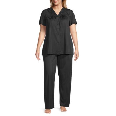 Lissome Womens Plus V-Neck Short Sleeve 2-pc. Pajama Sets