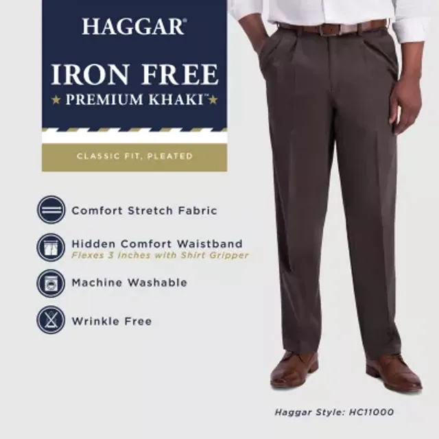 Men's Haggar® Premium Classic-Fit Stretch Pleated Dress Pants