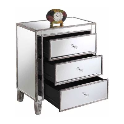 Gold Coast Large 3 Drawer Mirrored End Table