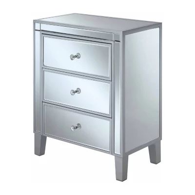 Gold Coast Large 3 Drawer Mirrored End Table